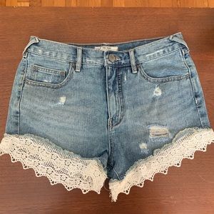 Free People Jean Shorts with Crochet